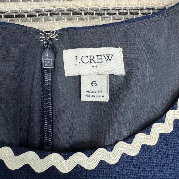J. Crew Womens Sleeveless Rickrack Trim Sheath Suiting Dress Navy Blue Size 6 - Picture 9 of 16
